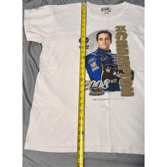 2008 Jimmy Johnson NASCAR 3X Champion Men’s White T-Shirt Chase Authentic Sz XL - Picture 9 of 9